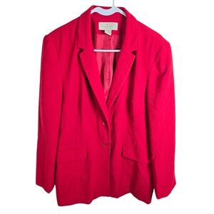 Red Vintage Blazer 100% Polyester Women's Size 16 Norton McNaughton Lined